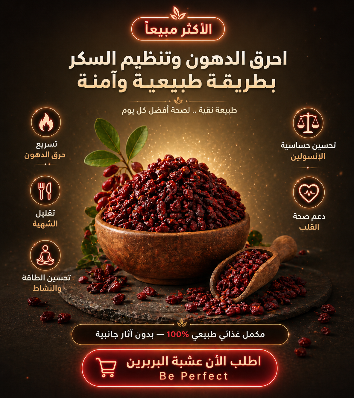 حبوب البربرين الأصلية – توازن السكر + دعم خسارة الوزن بشكل طبيعي